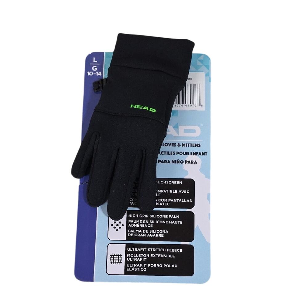 Head Black Ultrafit Touchscreen Winter Gloves Kids Size Large Ages 10-14 NEW